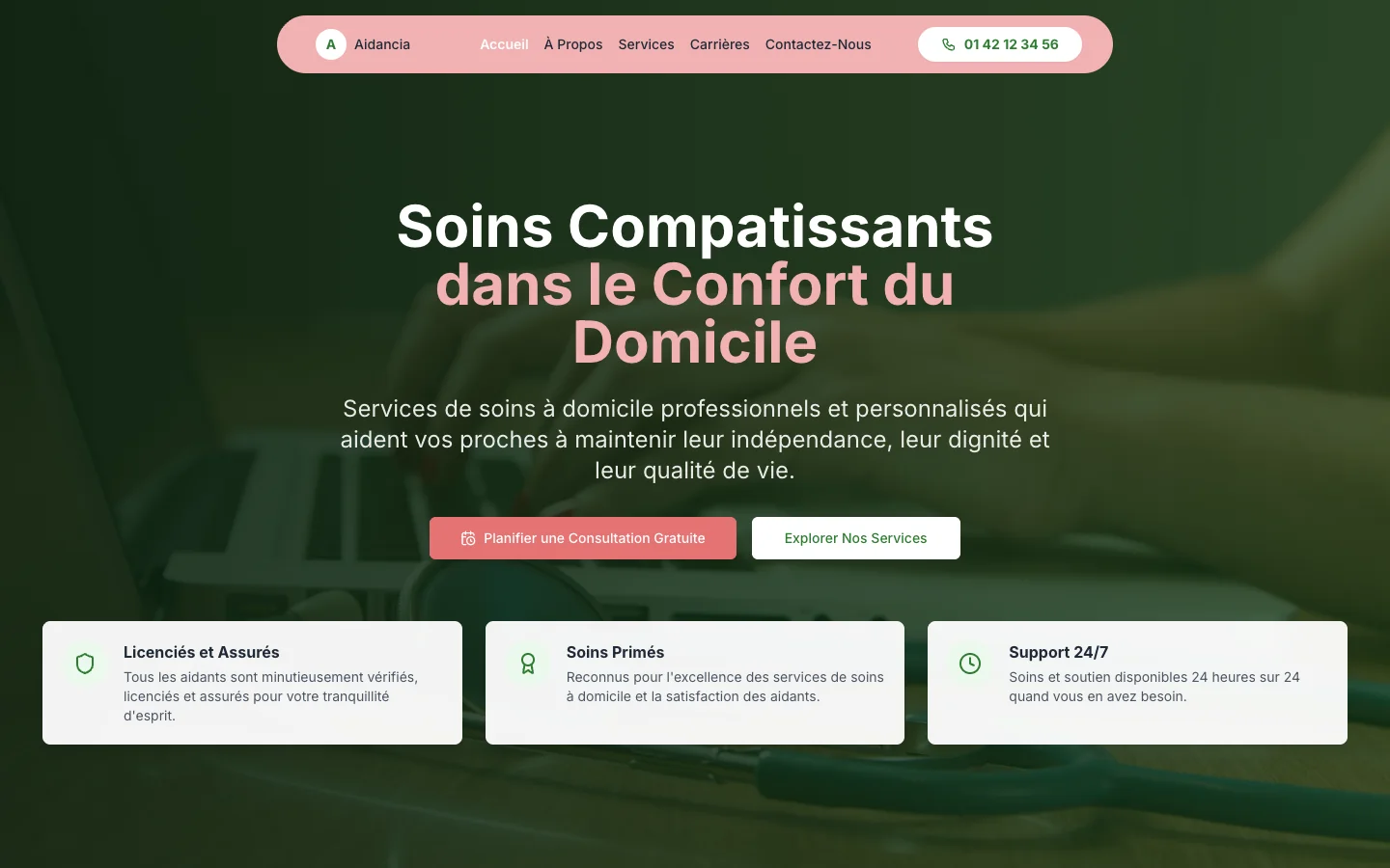 Aidancia - Agence de Soins à Domicile desktop preview