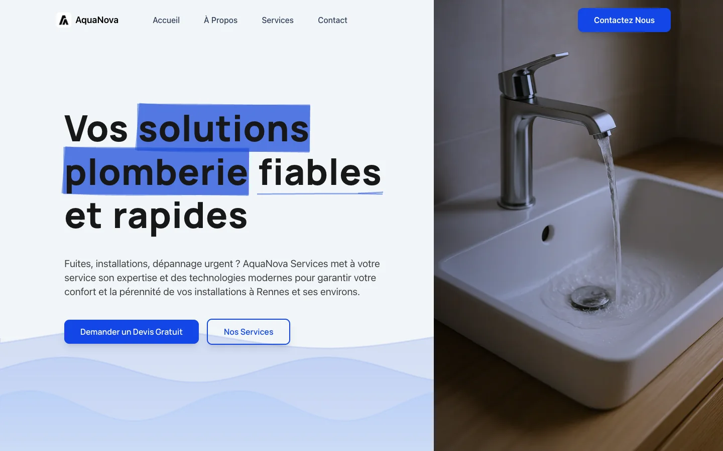 AquaNova - Plombier Rennes desktop preview